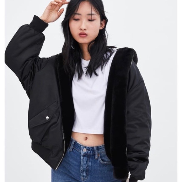zara fur bomber jacket